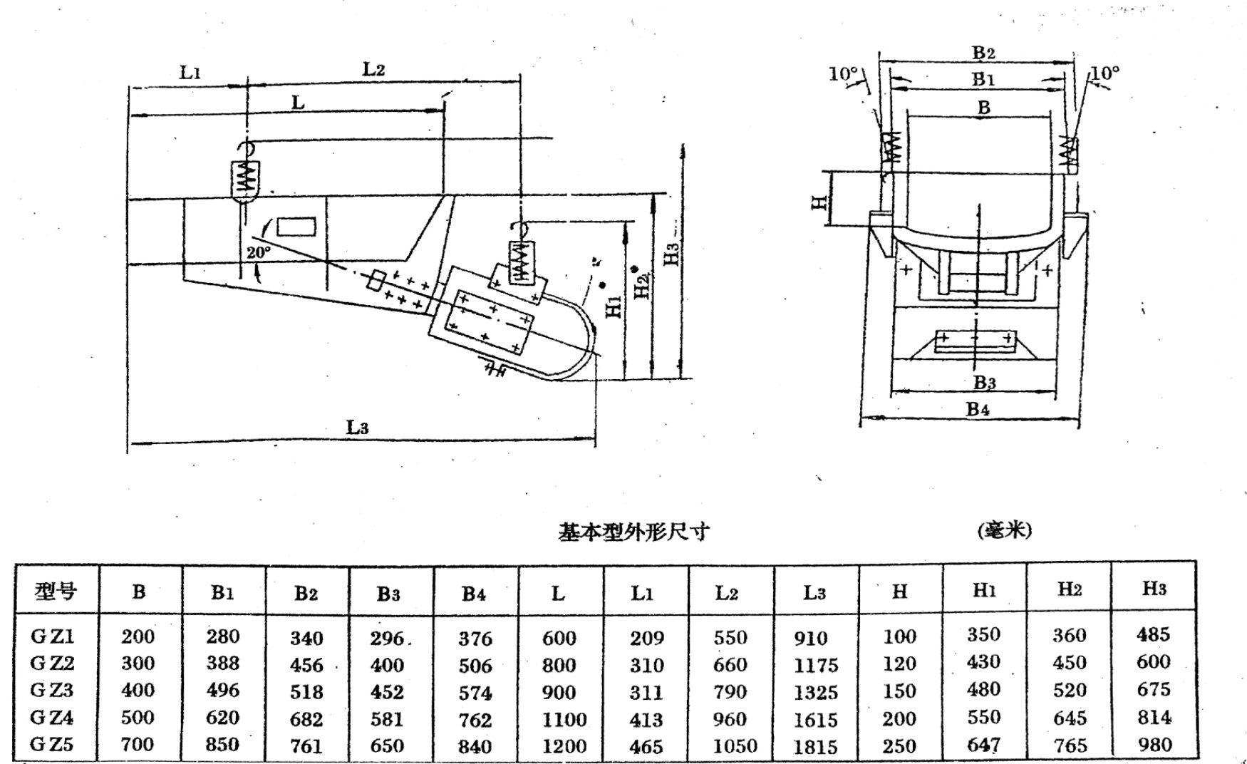 基本型電磁給料機(jī)技術(shù)參數(shù)